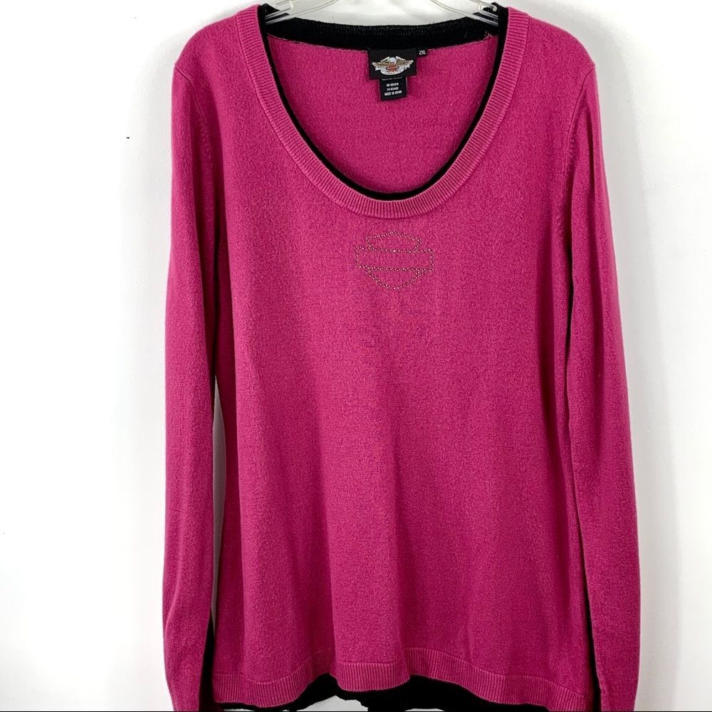 Harley Davidson Fuchsia Punk Acrylic Sweater‎ 2XL